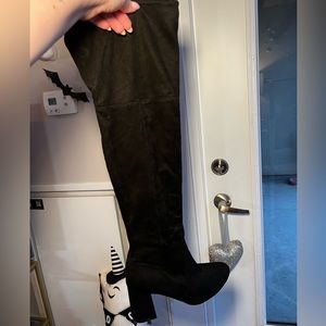 Dream Pairs Black Suede Knee High Plus Size Boots